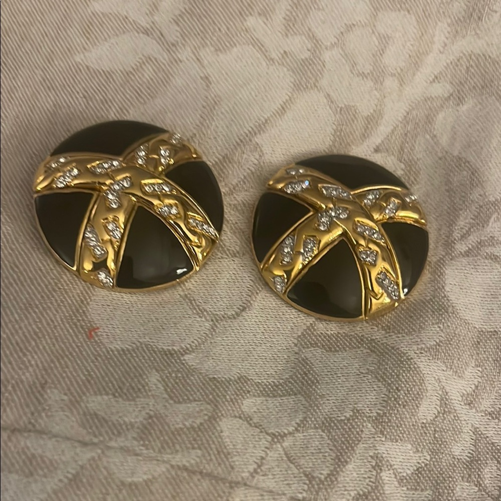 Gold and Black Dome Earrings Paloma Picasso style